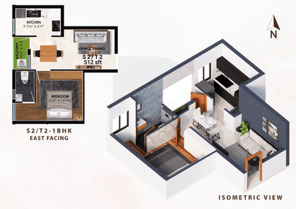  Dura Kubera Apartments Second/Third Floor S2/T2 Plan and Isometric View